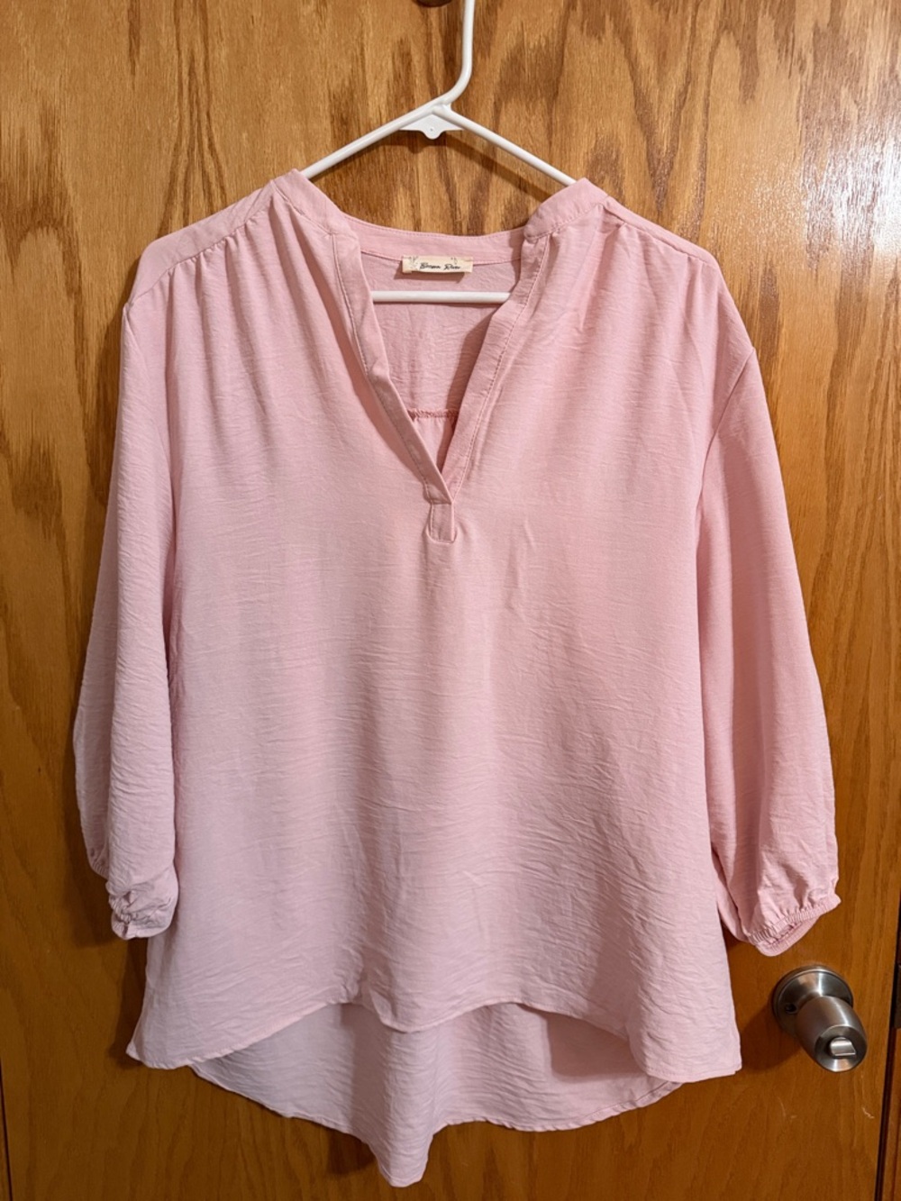 Beeson River Light Pink V-Neck Peasant Blouse